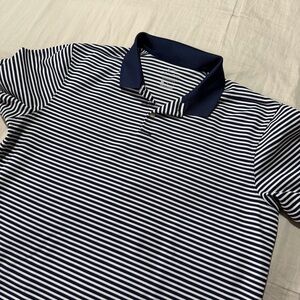 Nike DRI-FIT Black White Striped Golf Polo Shirt Men’s Large Performance Stretch